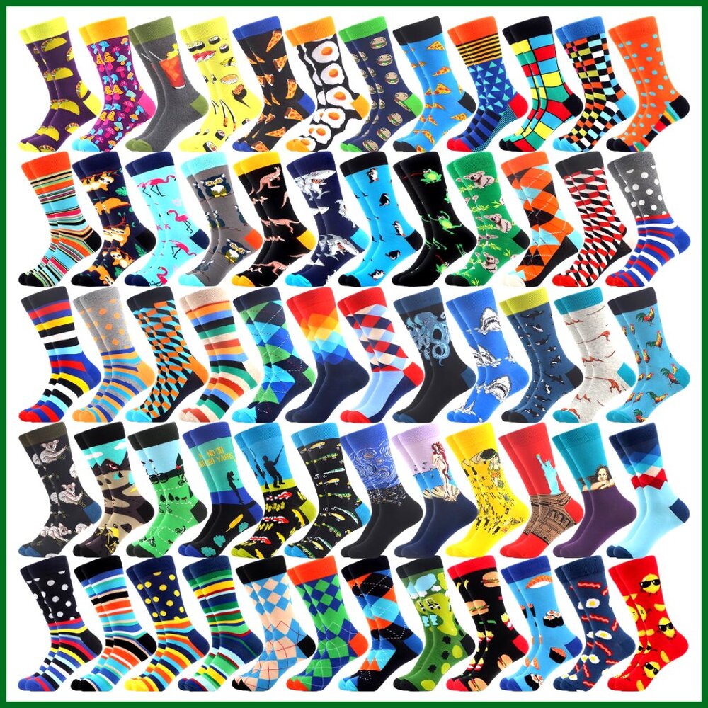 36 Pairs Cotton Crew Socks Random Pattern Unisex Bulk Pack